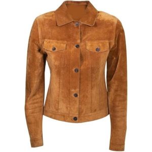 Giacca da camionista in pelle scamosciata da donna
