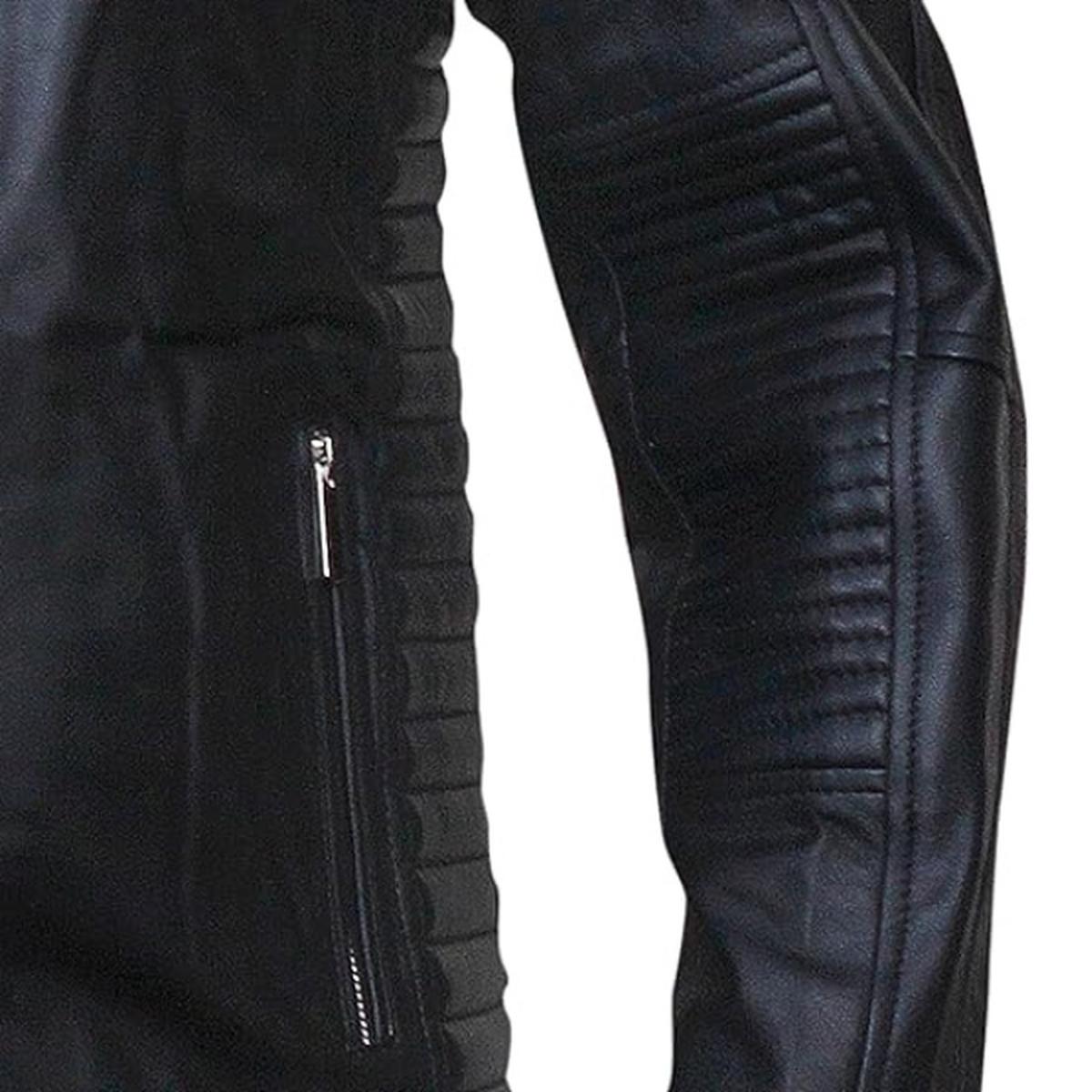 Veste en cuir véritable noir style café racer pour homme (4)