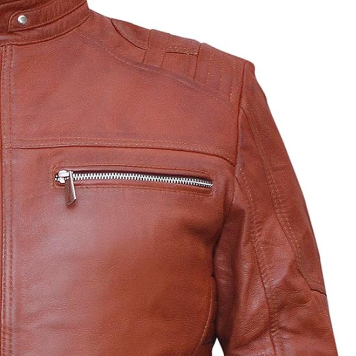 Veste en cuir véritable marron style café racer pour homme (4)