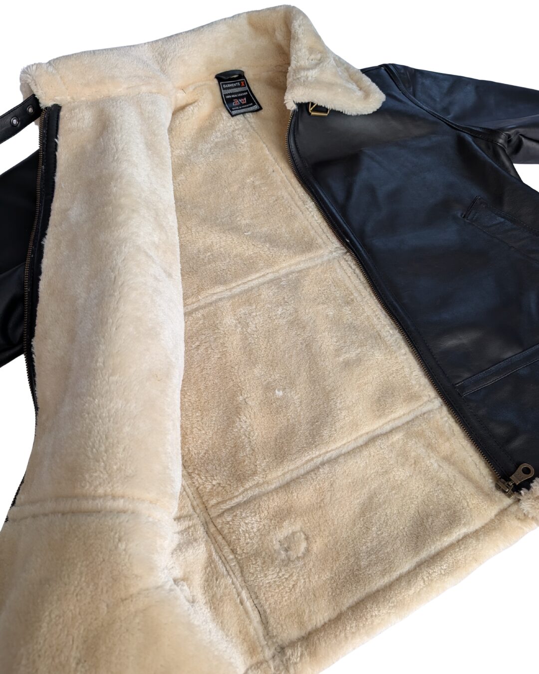 Veste aviateur B3 en peau de mouton et fourrure crème pour homme (3)