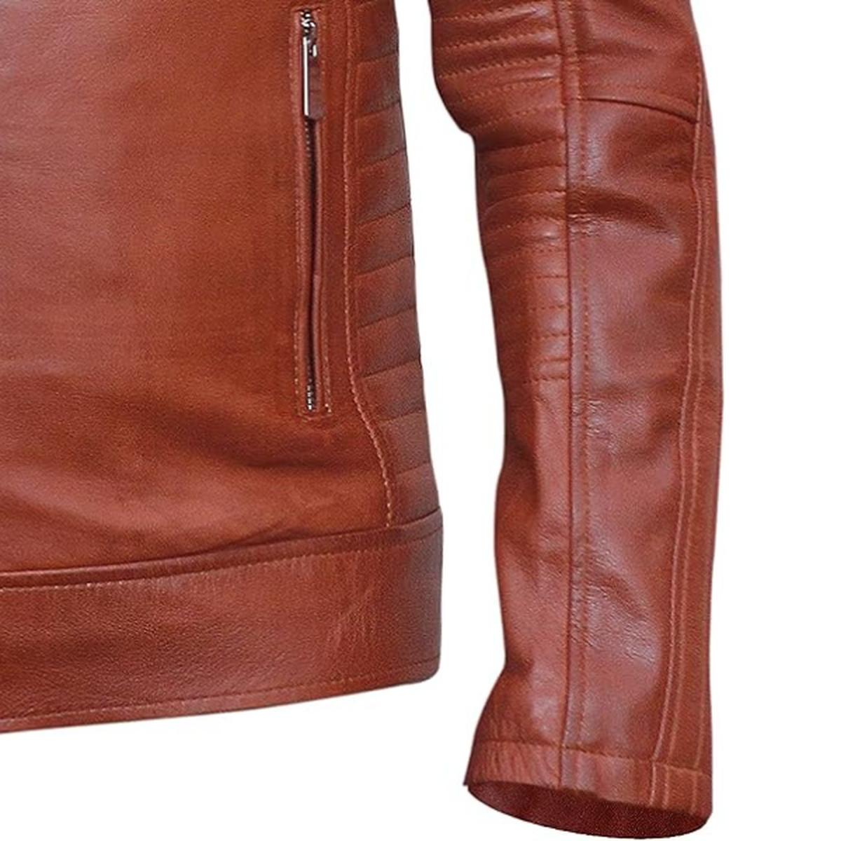 Veste en cuir véritable marron style café racer pour homme (5)