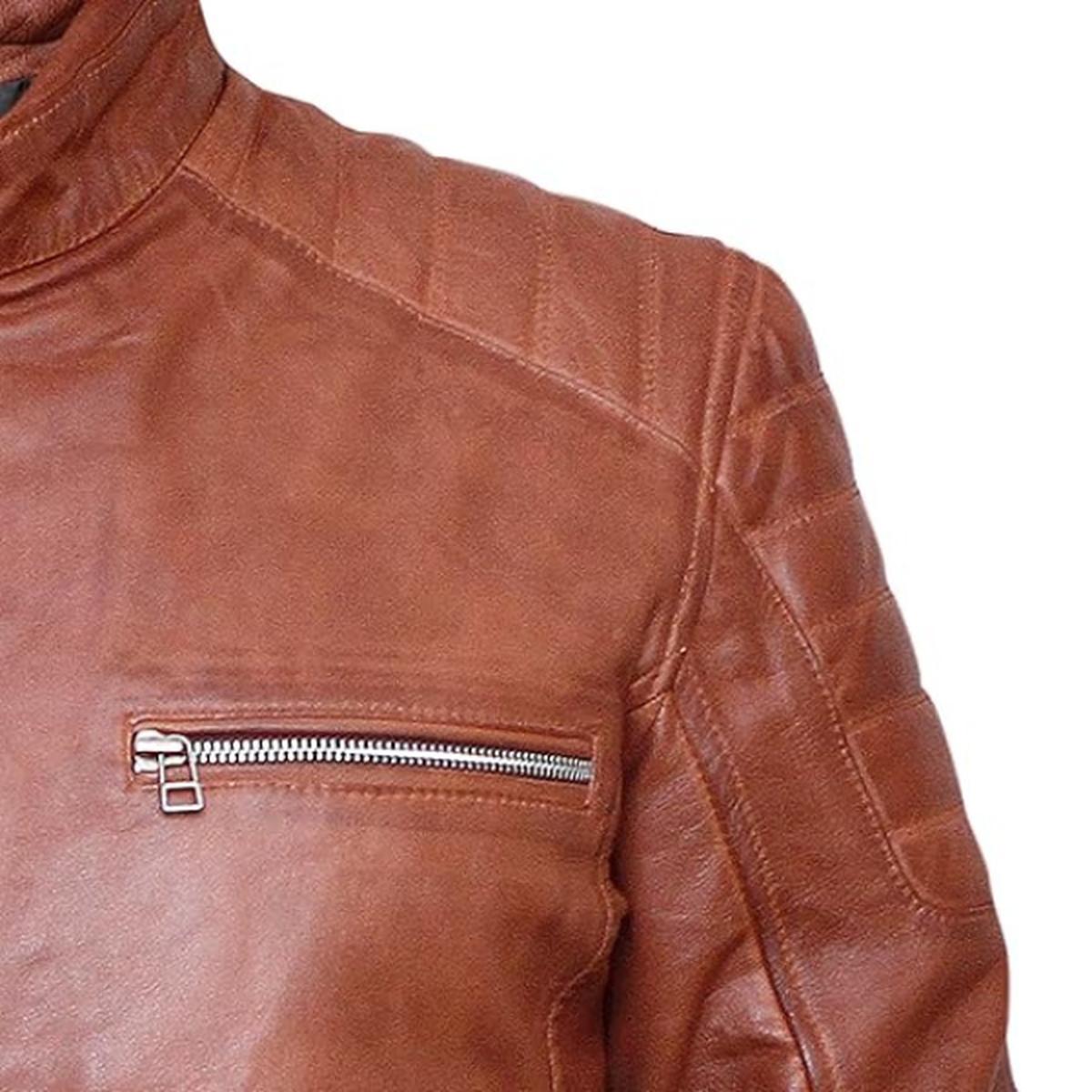 Veste en cuir véritable marron style café racer pour homme (5)