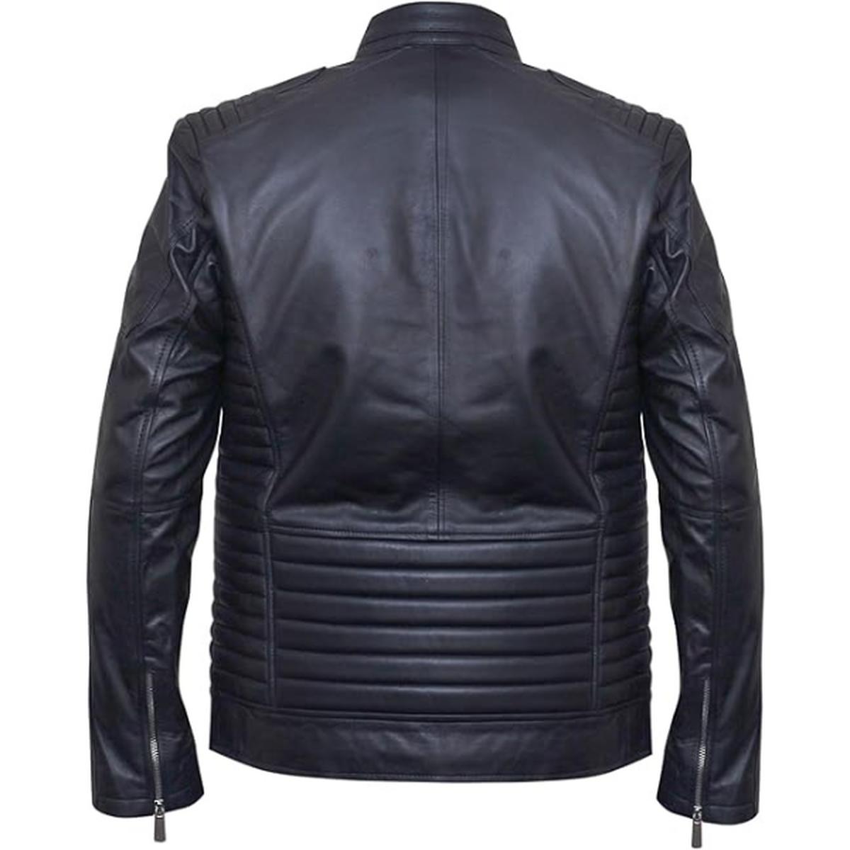 Veste en cuir véritable noir style café racer pour homme (6)