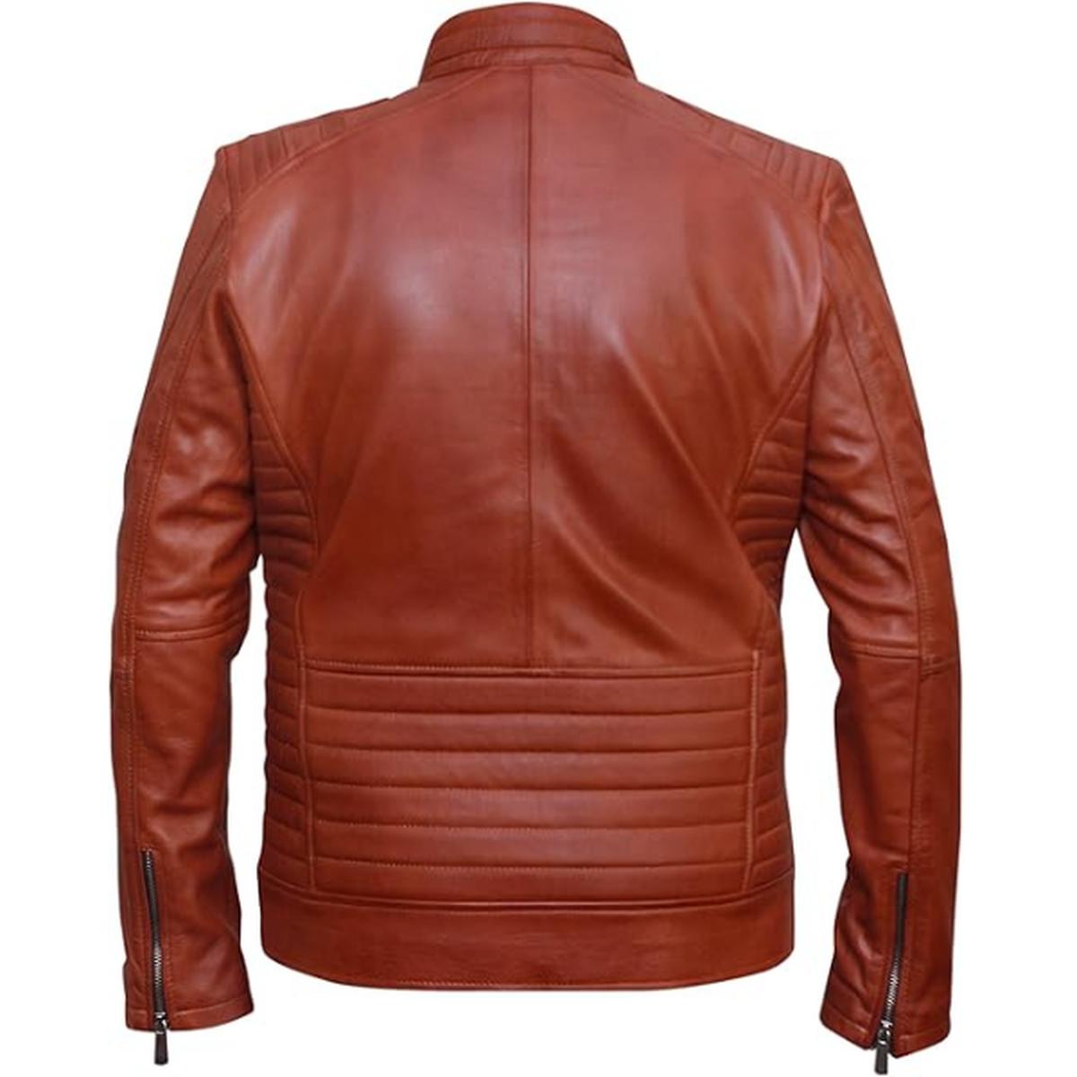 Veste en cuir véritable marron style café racer pour homme (6)