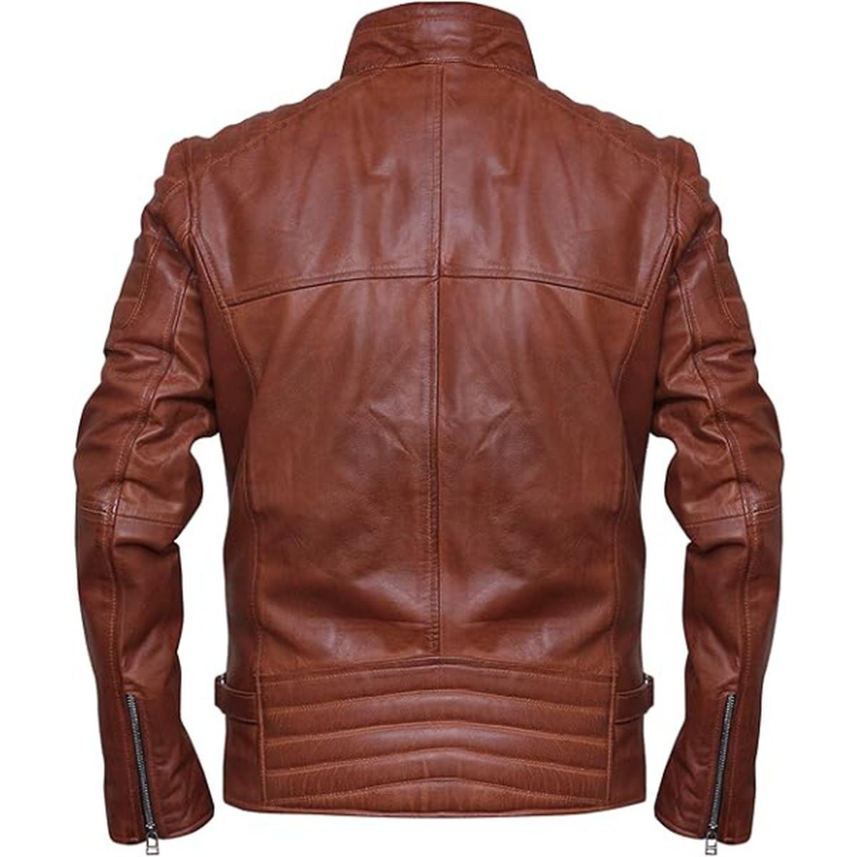 Veste en cuir véritable marron style café racer pour homme (7)
