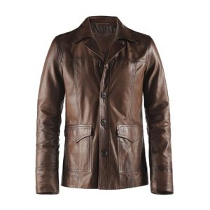 Blazer in pelle di pecora Agent 47 da uomo