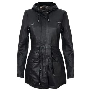 Parka noire avec capuche amovible