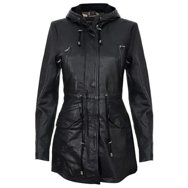 Parka noire avec capuche amovible