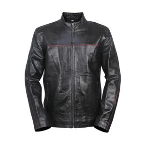 Giacca in pelle nera da uomo Cafe Racer