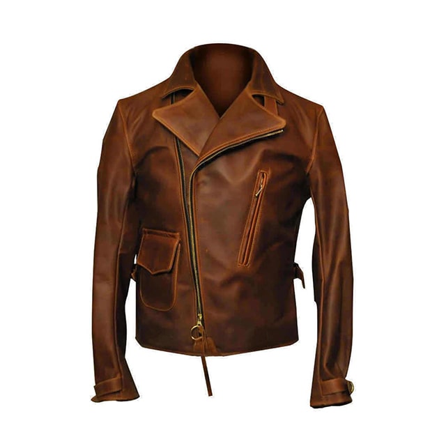 Veste de motard en peau de mouton marron pour femme