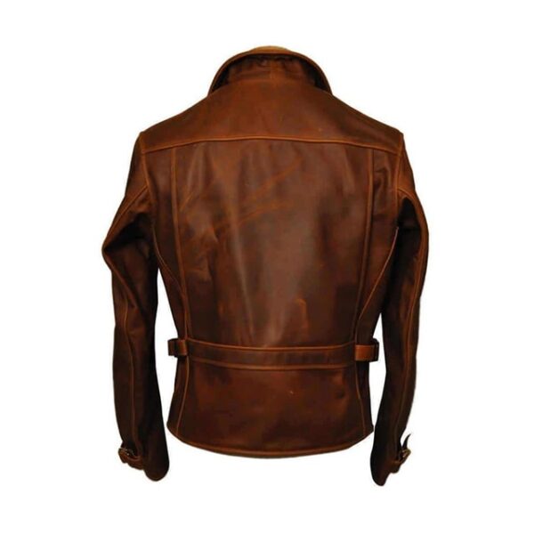 Veste de motard en peau de mouton marron pour femme (5)