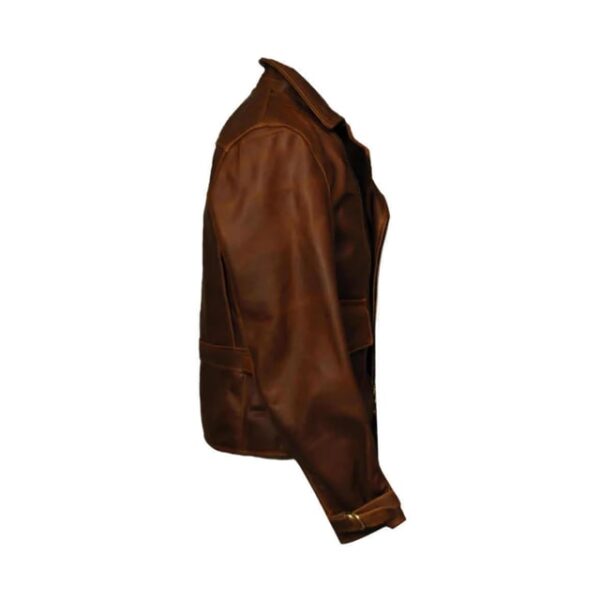Veste de motard en peau de mouton marron pour femme (4)