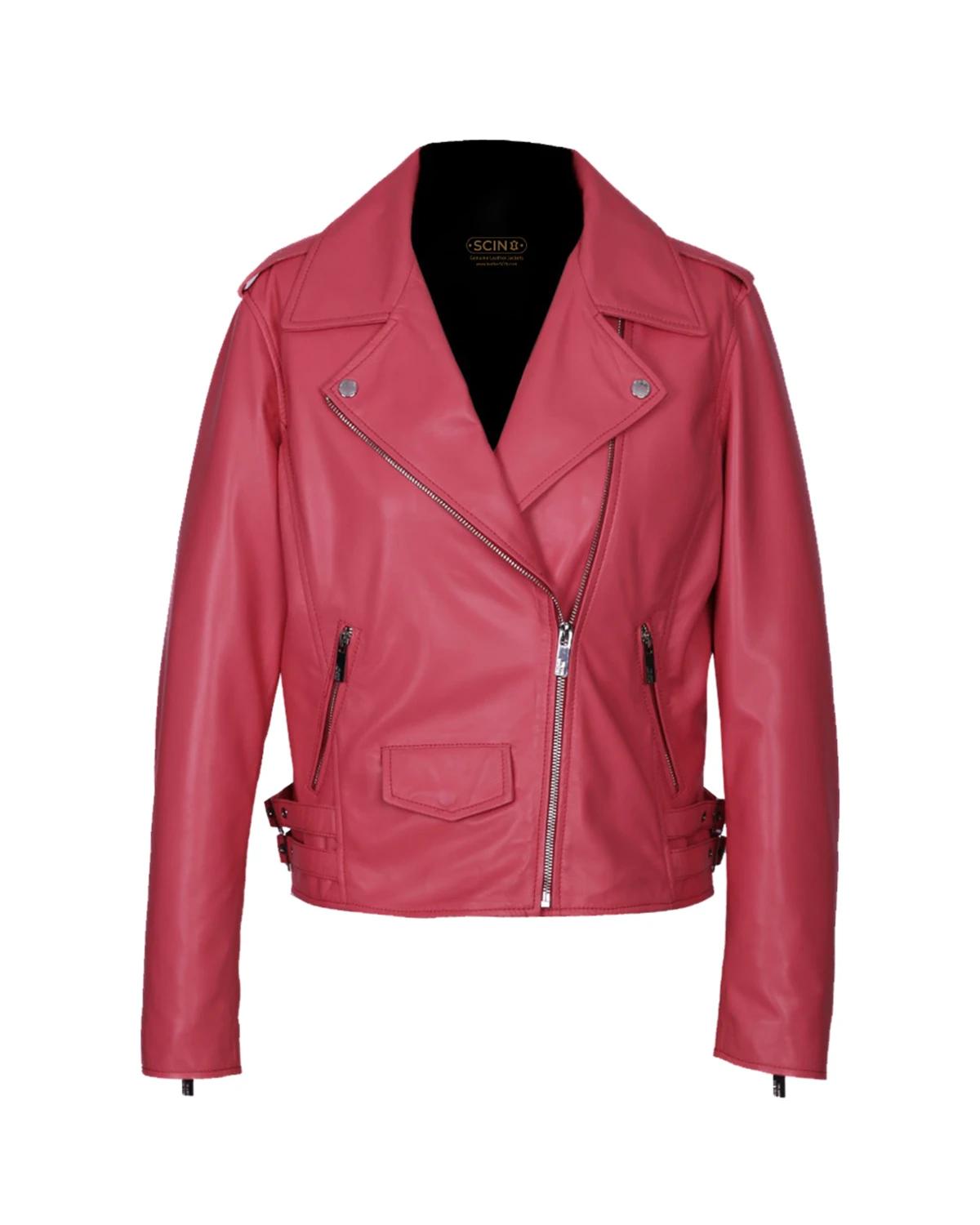 Veste de motard Carol en peau de mouton à coupe fuselée