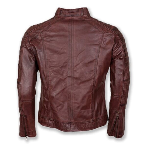 Veste de motard classique vintage pour homme en cuir véritable marron chocolat (3)