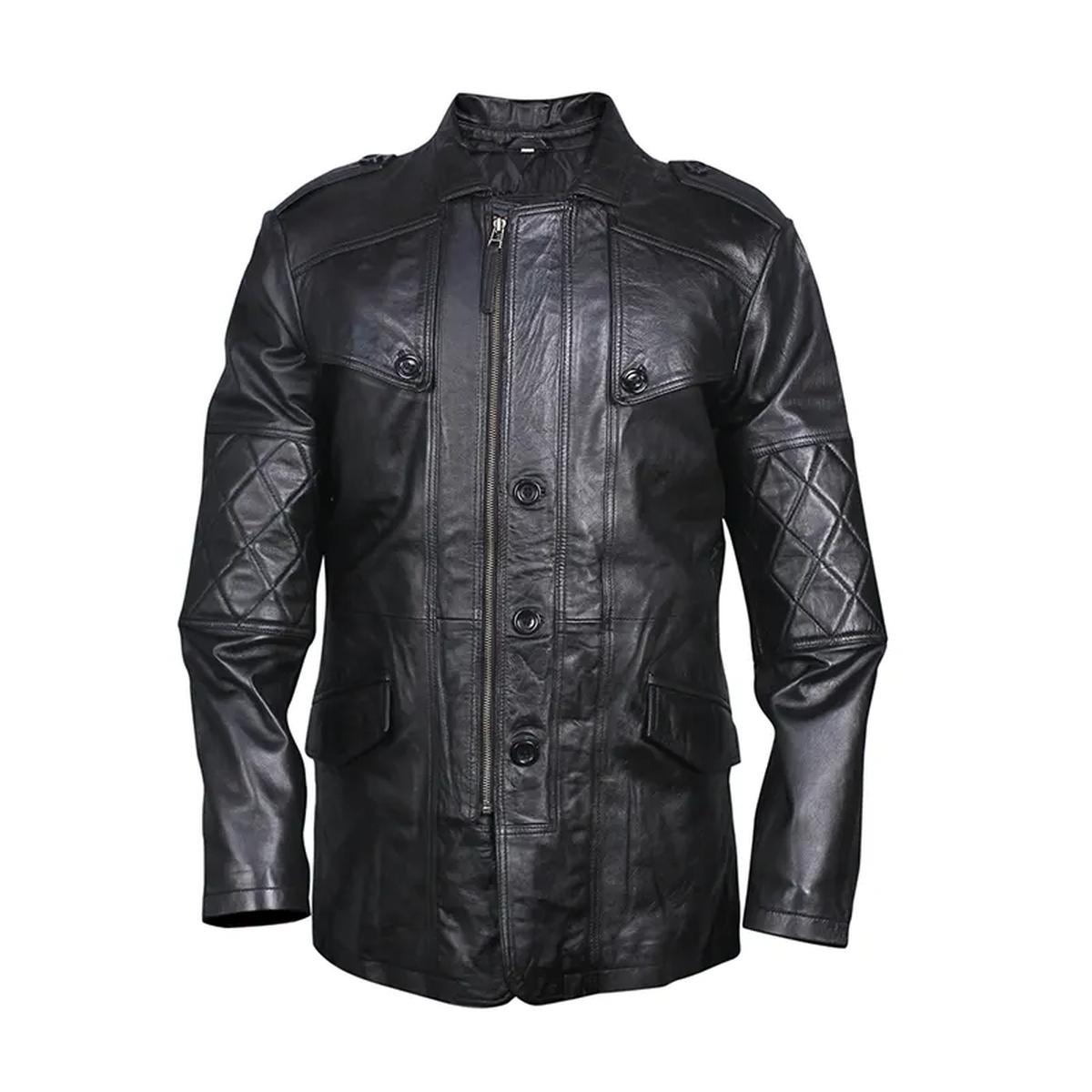 Manteau de motard classique rétro en cuir véritable véritable (2)