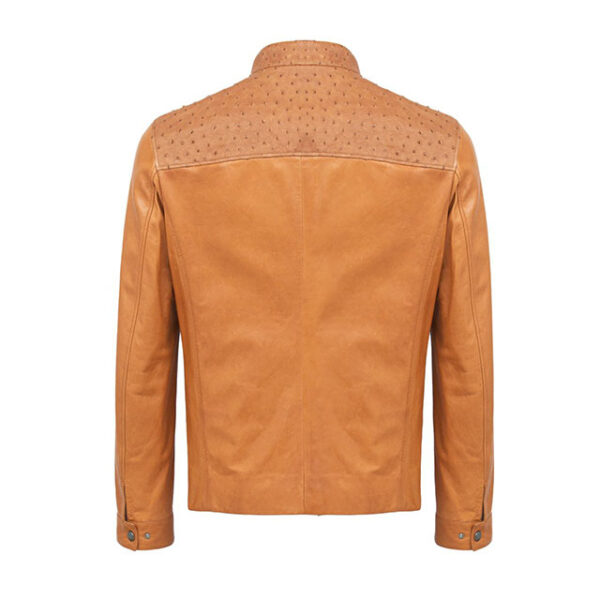 Veste de motard en cuir véritable cognac pour femme (2)