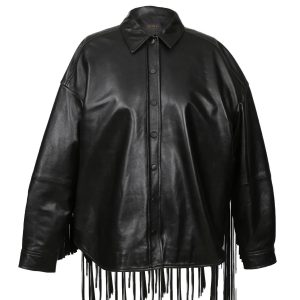 Giacca in pelle di pecora con frange da cowgirl da donna