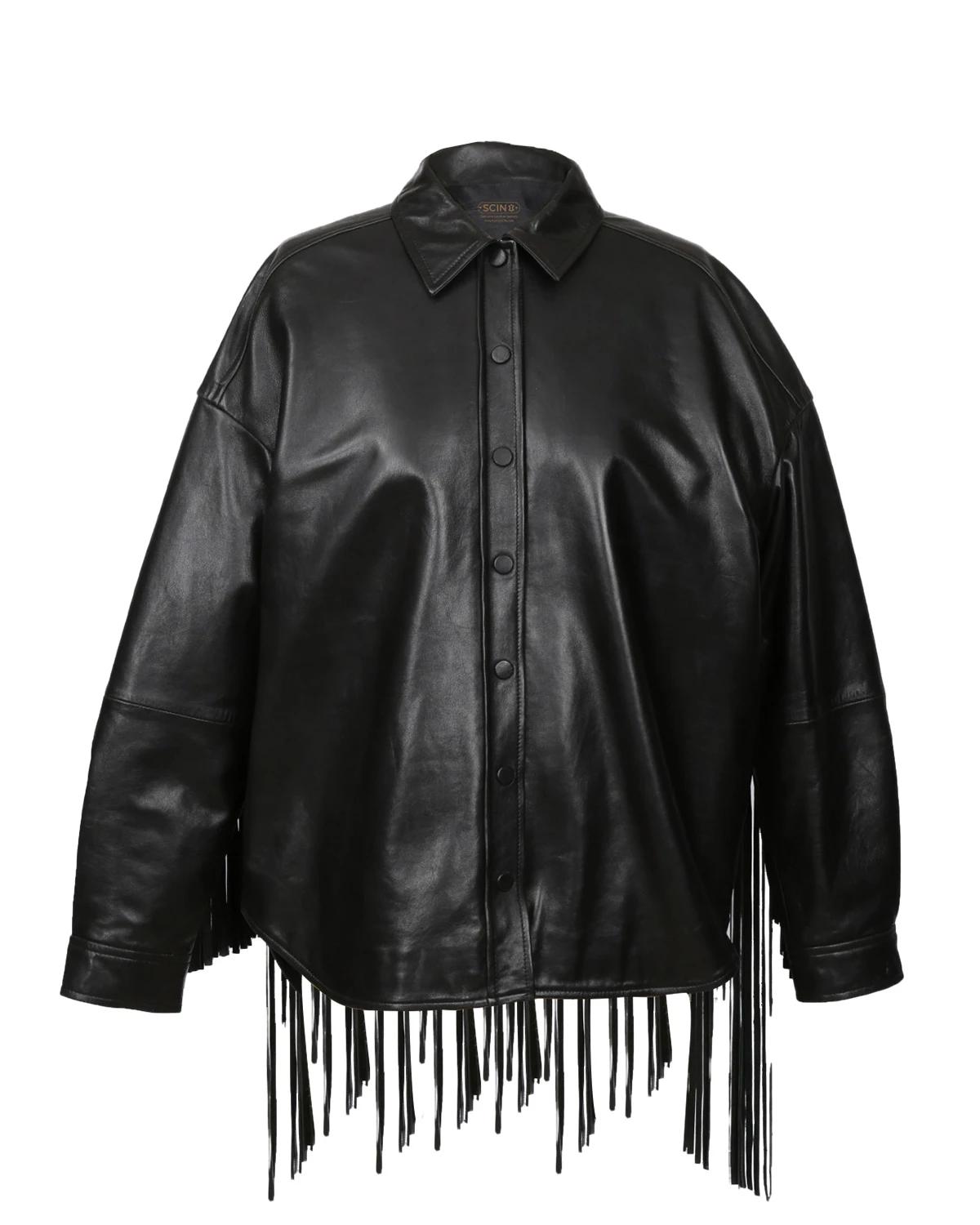Veste de cowgirl pour femme en peau de mouton à franges