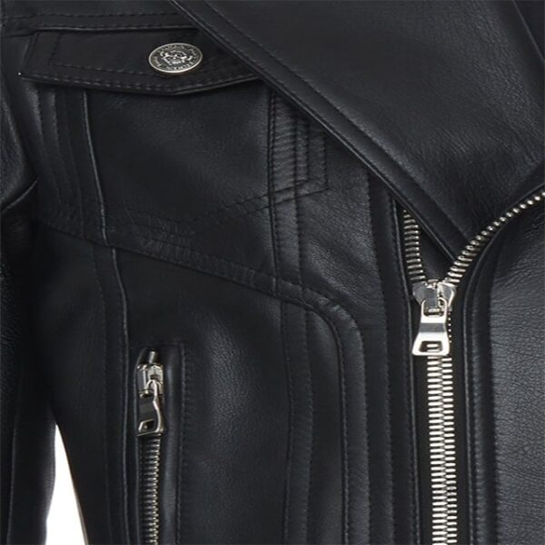 Veste de motard en cuir véritable à franges (2)