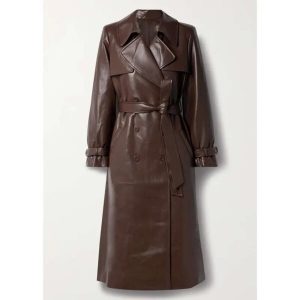 Trench-coat en peau de mouton marron foncé pour femme