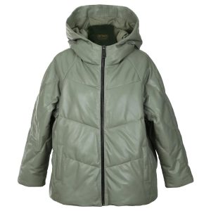 Manteau court en cuir véritable matelassé Ella