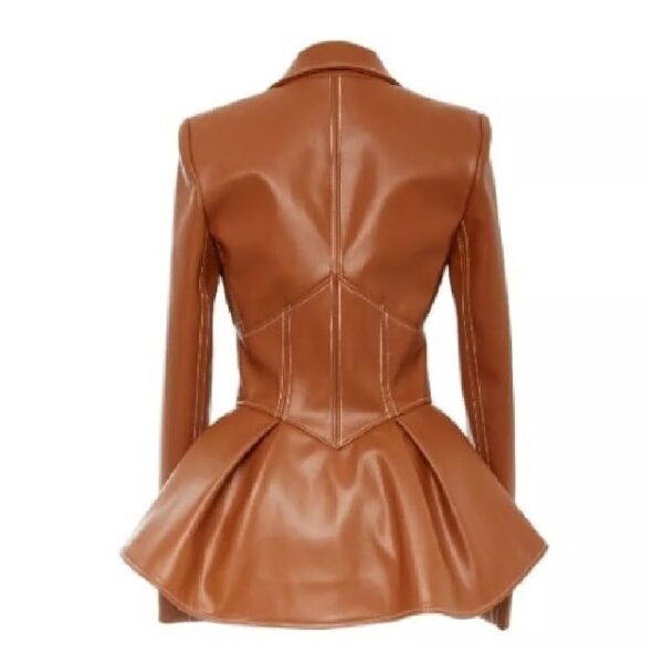 Veste corset évasée en cuir véritable à basque tendance pour femme (3)