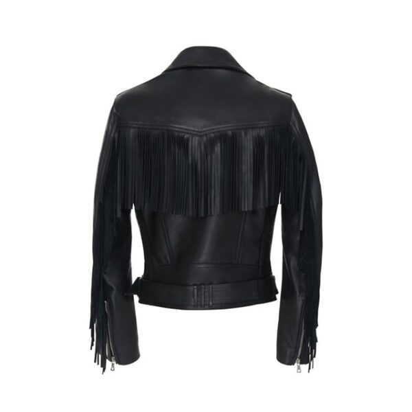 Veste de motard en cuir véritable à franges (3)