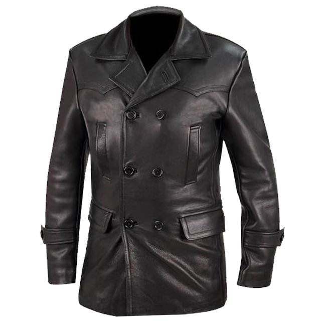 Veste en cuir véritable noir d'officier de sous-marin allemand
