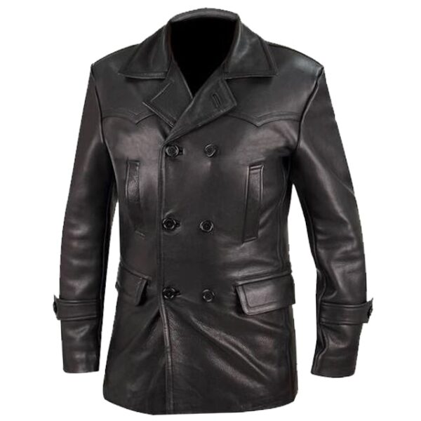 Veste en cuir véritable noir d'officier de sous-marin allemand (2)