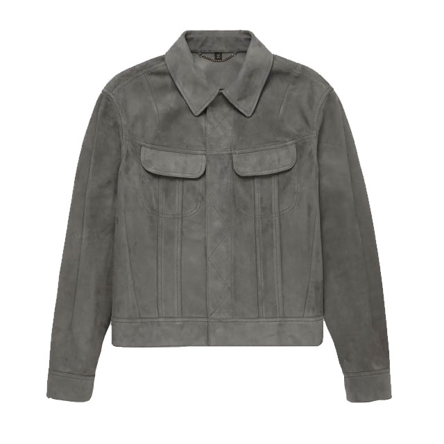 Veste trucker en daim coupe slim pour homme