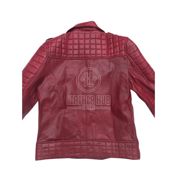 Veste de motard classique matelassée en cuir véritable marron pour homme (2)