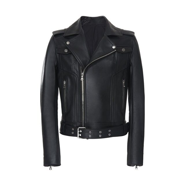Veste de motard en cuir véritable à franges