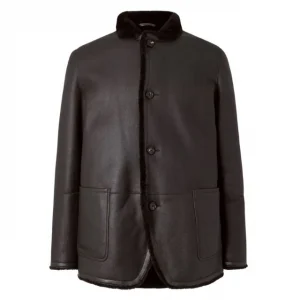Cappotto in pelle con finiture in shearling Loro Piana