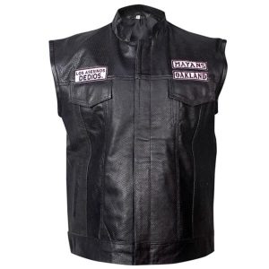 Gilet en peau de mouton noire pour homme