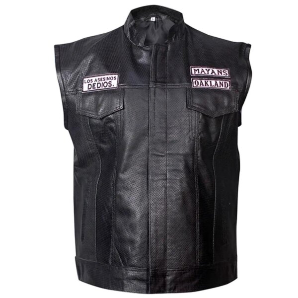 Gilet en peau de mouton noire pour homme