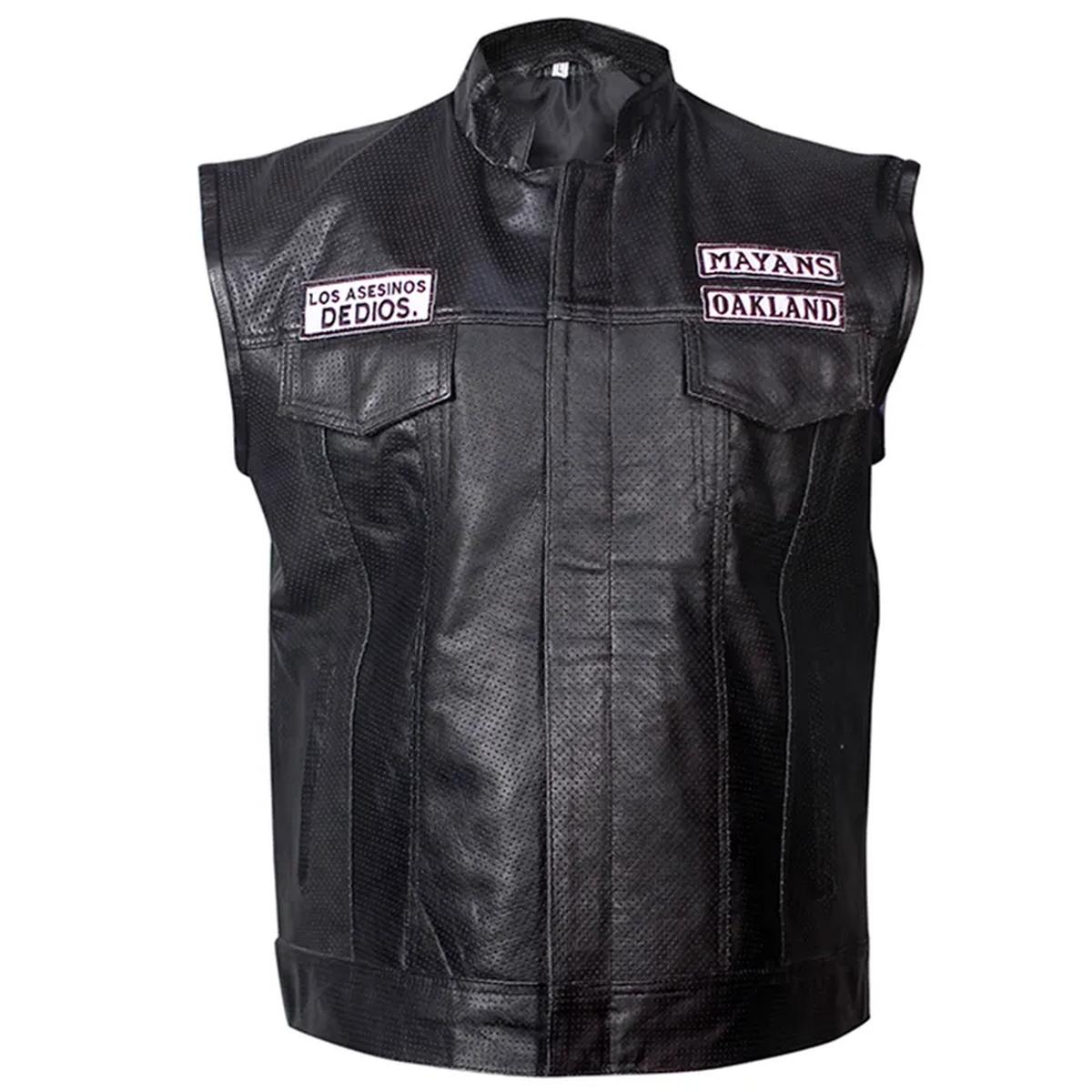 Gilet en peau de mouton noire pour homme (3)