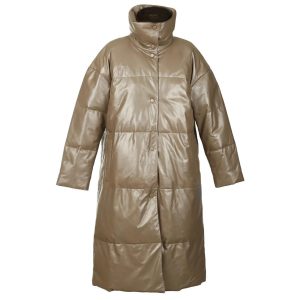 Manteau long en cuir véritable matelassé pour femme Mellisa