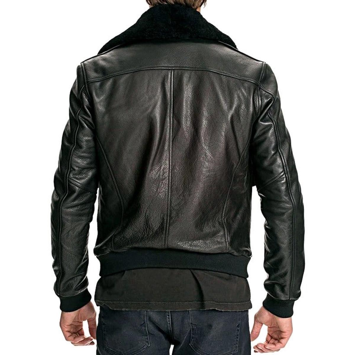 Veste bomber en cuir véritable pour homme de l'armée de l'air (2)