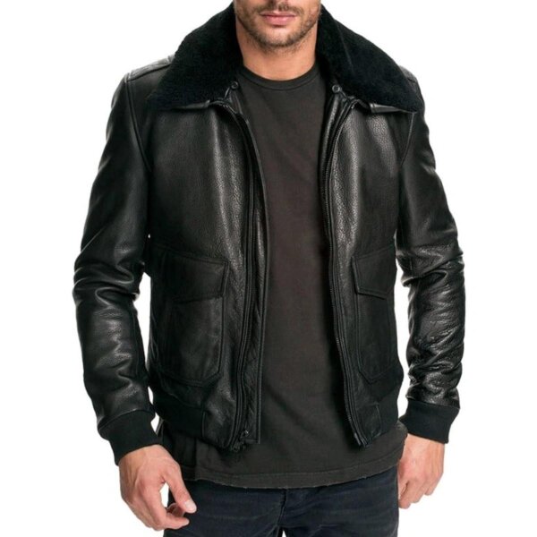 Veste bomber en cuir véritable pour homme de l'armée de l'air