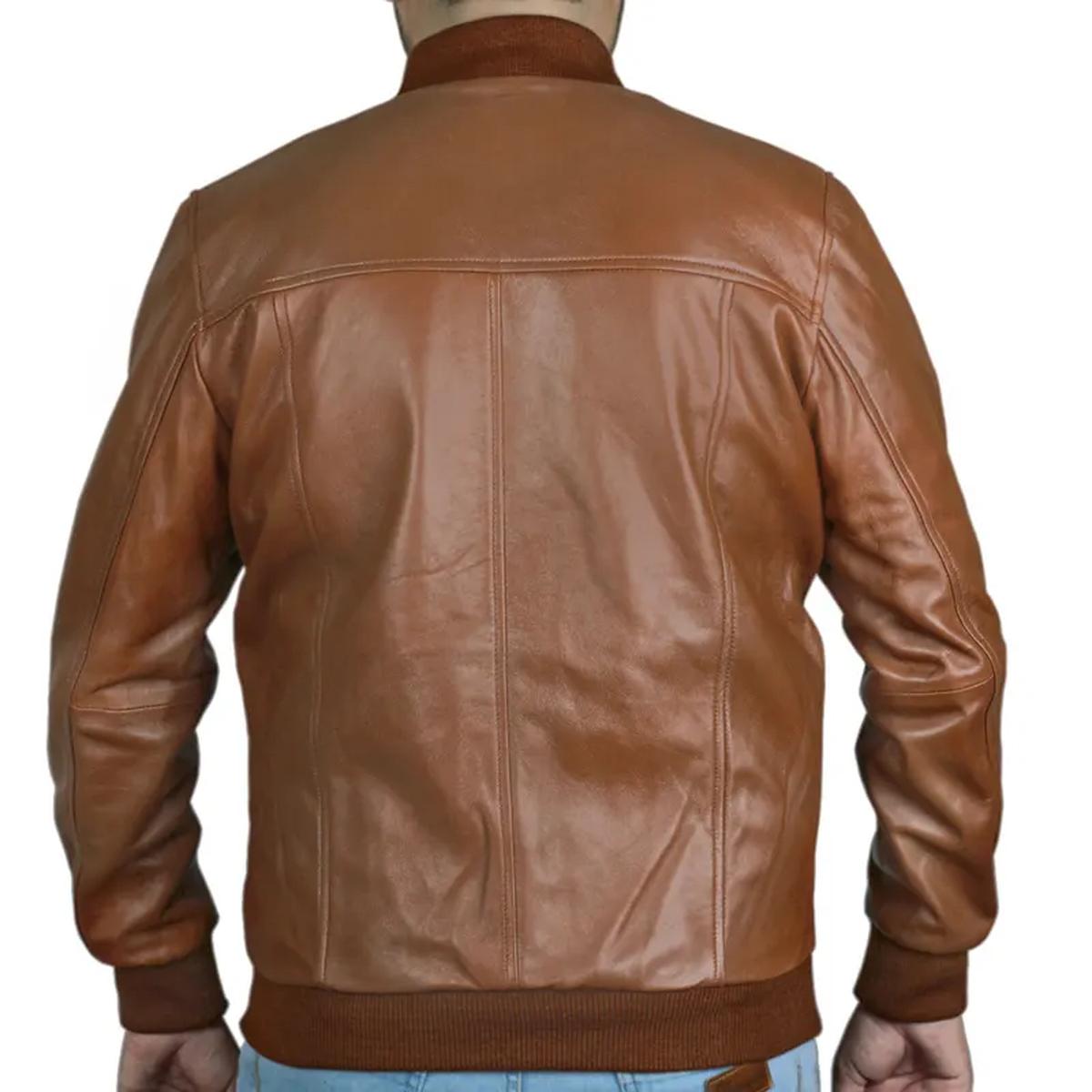 blouson en cuir véritable style bomber motard pour homme, coupe ajustée (3)