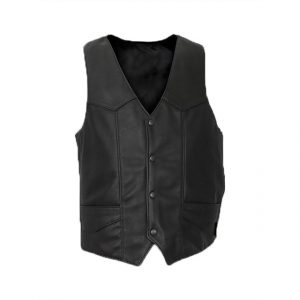 Gilet en cuir véritable gris cendré pour homme