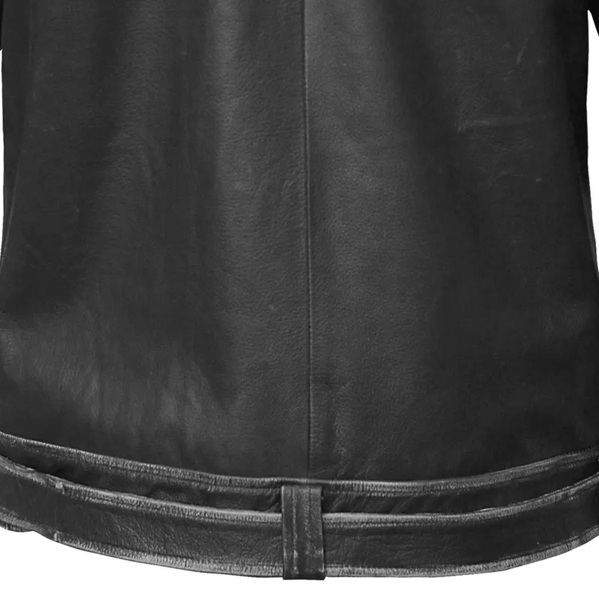 Veste de motard asymétrique en cuir véritable pour homme (7)
