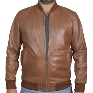 blouson en cuir véritable style bomber motard pour homme, coupe ajustée
