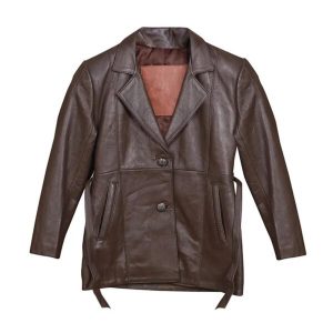 Blazer pour homme en cuir véritable véritable marron chocolat