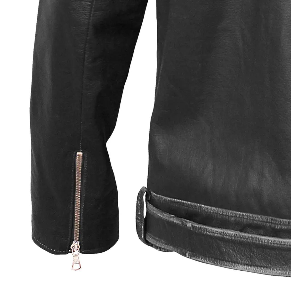Veste de motard asymétrique en cuir véritable pour homme (9)