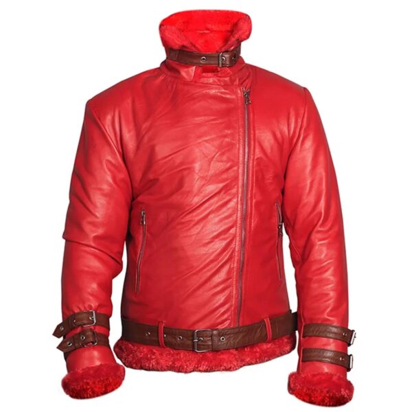 Veste aviateur en peau de mouton rouge