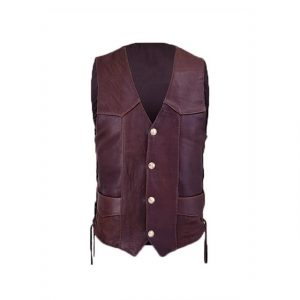Gilet en cuir véritable véritable rouge bordeaux pour homme