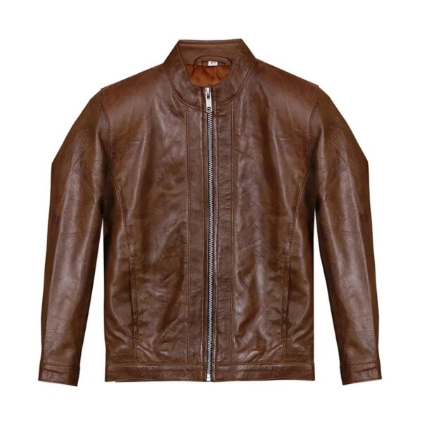 Veste de motard rétro marron pour homme