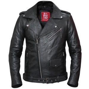 Giacca in pelle da uomo slim fit in stile motociclista