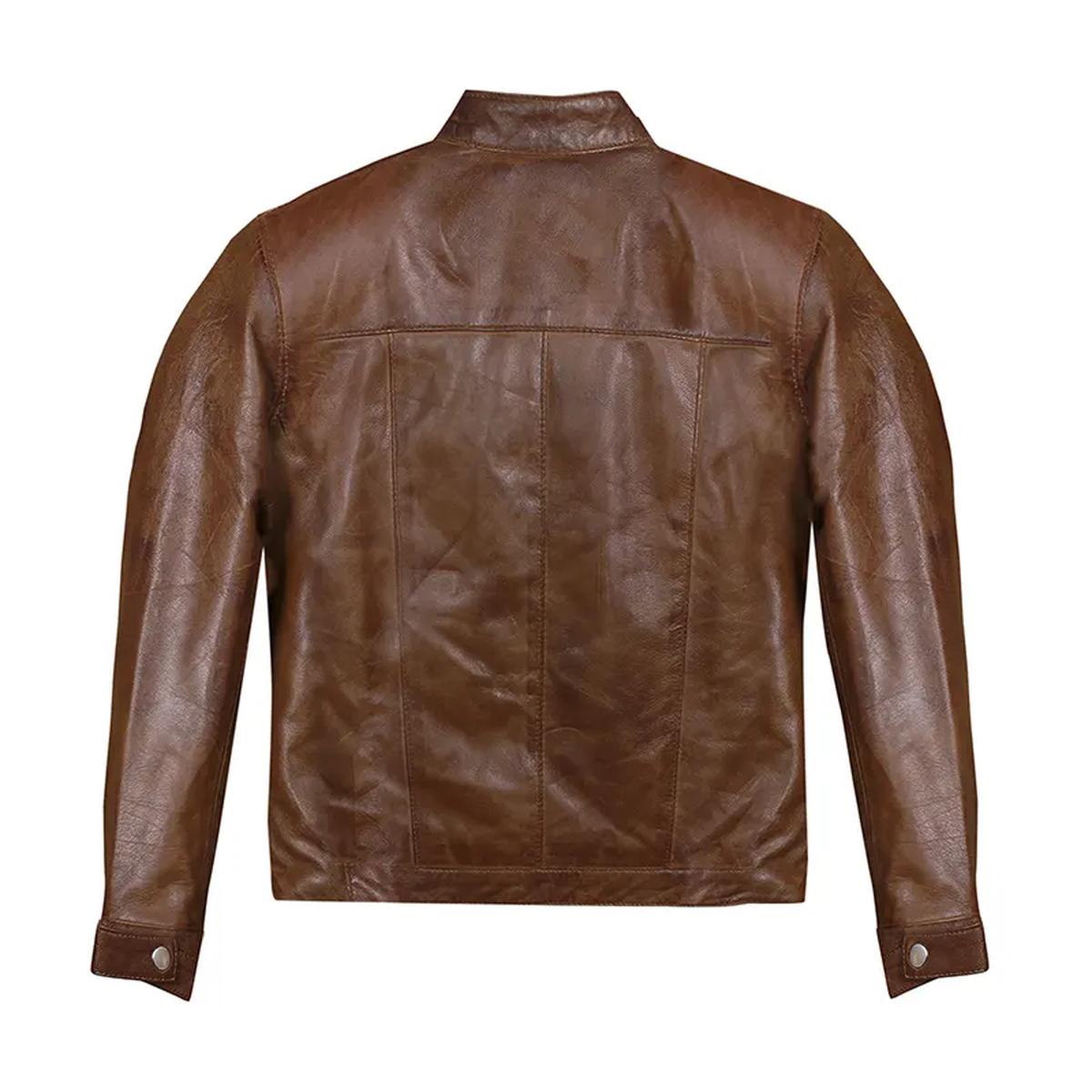 Veste de motard rétro marron pour homme (3)